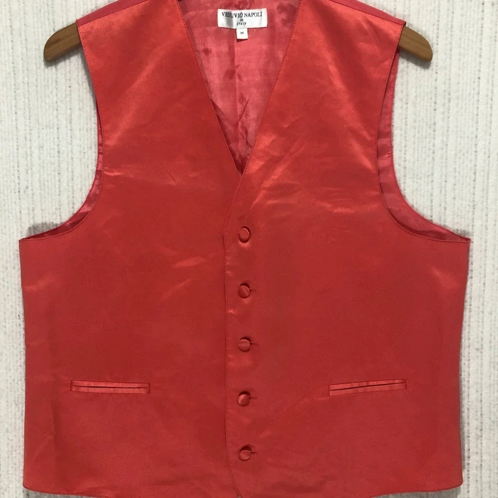 Vesuvi Napoli Pink Satin‎ Vest Mens Size M Formal Dress Vest